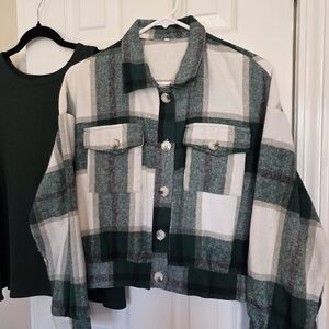Plaid Green and Cream Women's Jacket